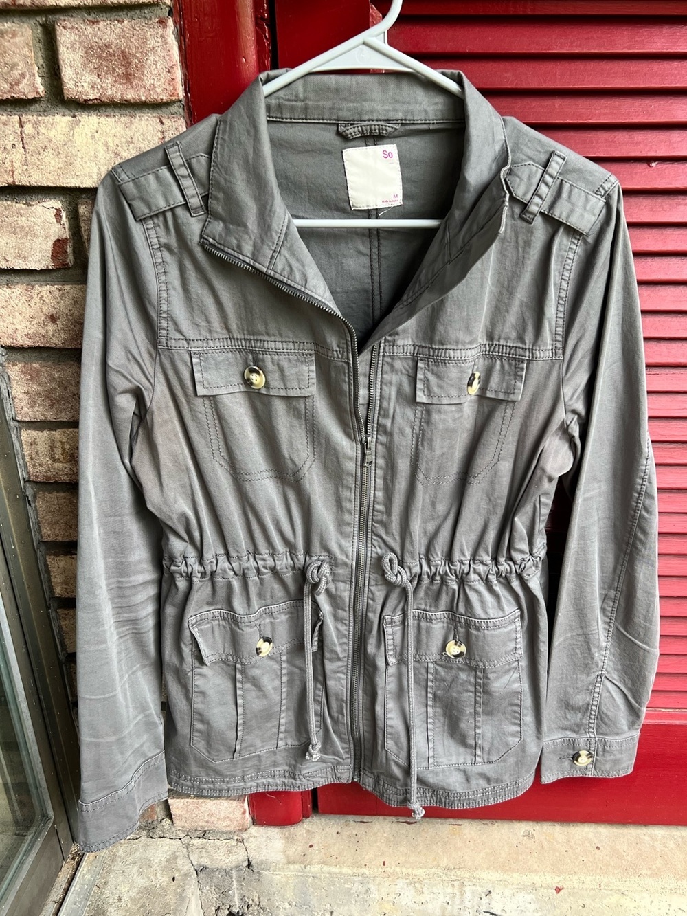 SO woman’s grey medium utility jacket